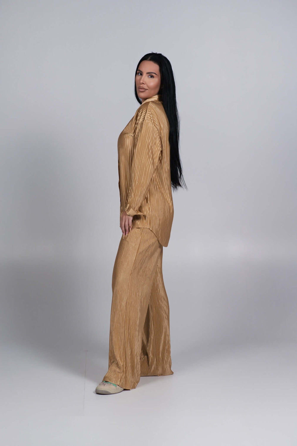 Compleu Allure satinat plisat 2 piese Sia House pentru femei elegante