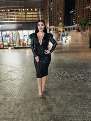 Edge of Elegance - Rochie midi creion cu paiete și pene Sia House Sia House pentru femei elegante