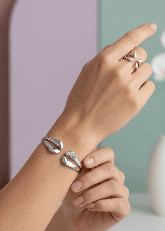 "Lily Grace" Jewelry Set – Bracelet & Ring | Silver & Gold