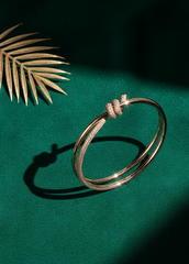 Bracelet and ring set with knot and crystals – gold / silver