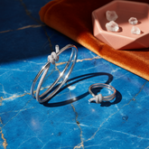 Bracelet and ring set with knot and crystals – gold / silver