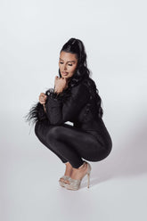 Salopeta lycra cu cristale și pene Bling Obsession by Sia House Sia House pentru femei elegante