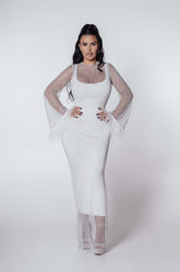 Rochie plasă cu cristale și pene Bling Diva - Sia House Sia House pentru femei elegante