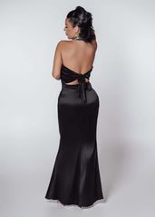 Rochie lungă mătase cu bijuterie Bling Enchant Sia House pentru femei elegante