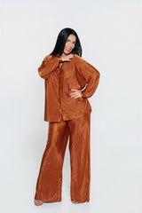 Compleu Allure satinat plisat 2 piese – Sia House