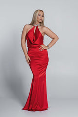 Rochie lungă mătase cu bijuterie Bling Enchant Sia House pentru femei elegante