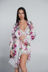 Set pijama 3 piese cu dantelă și satin SIA Homewear Sia House pentru femei elegante