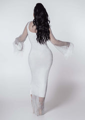 Rochie plasă cu cristale și pene Bling Diva - Sia House Sia House pentru femei elegante