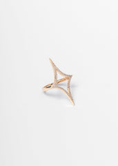 Double star statement ring with crystals – gold / silver