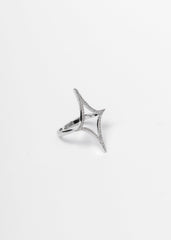 Double star statement ring with crystals – gold / silver