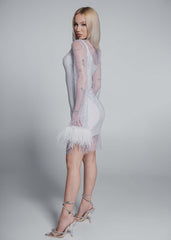 Bling Diva short mesh dress with crystals and feathers