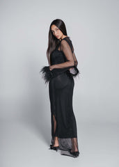 Bling Diva crystal and feather mesh dress