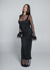 Bling Diva crystal and feather mesh dress