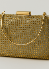 Clutch auriu cu cristale geometrice Sia House pentru femei elegante