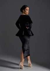 Rochie Midi Velvet Sinner din Catifea Neagră - Sia House Sia House pentru femei elegante