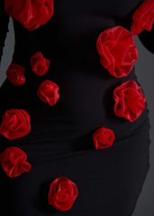 Rochie Midi Rose Affair neagră cu flori 3D Sia House Sia House pentru femei elegante