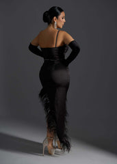 Femme Fatale - Rochie asimetrică neagră cu strasuri Sia House Sia House pentru femei elegante