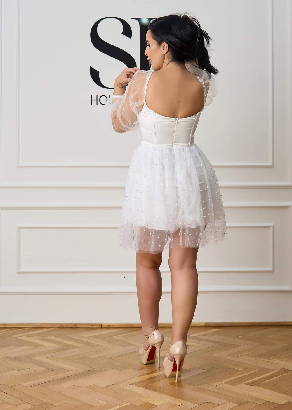 Rochie Teresa din tull cu perle - Sia House Of Dresses Sia House pentru femei elegante