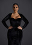 Alt Tag: Rochie Velvet Noir din catifea lungă, croi sirenă, decolteu inimă, elegantă pentru seară și evenimente speciale