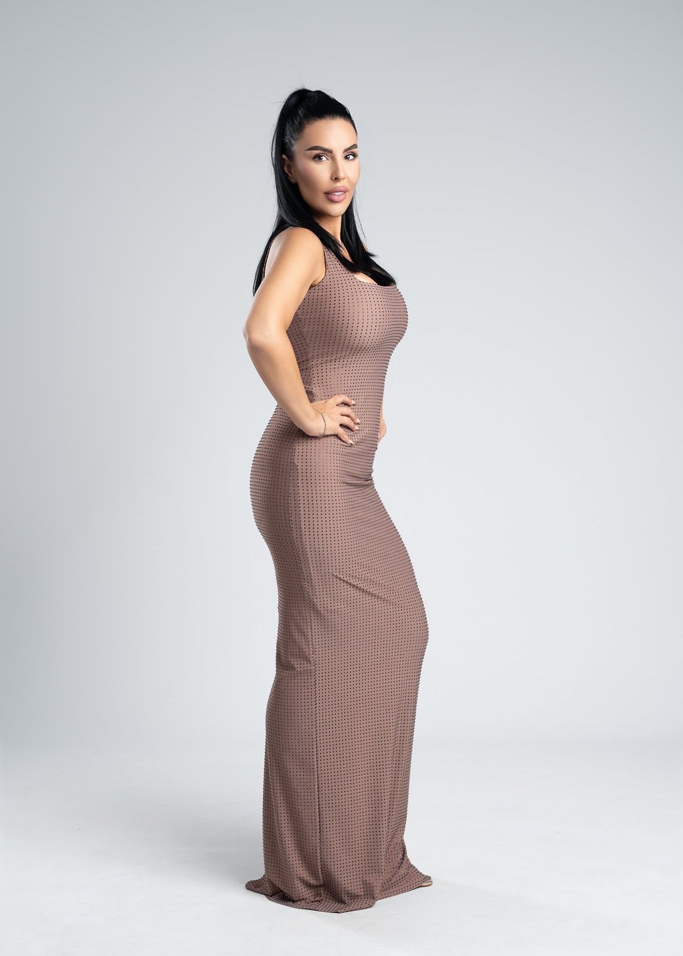 Rochie lycra cu cristale - SAFFA Secondary image