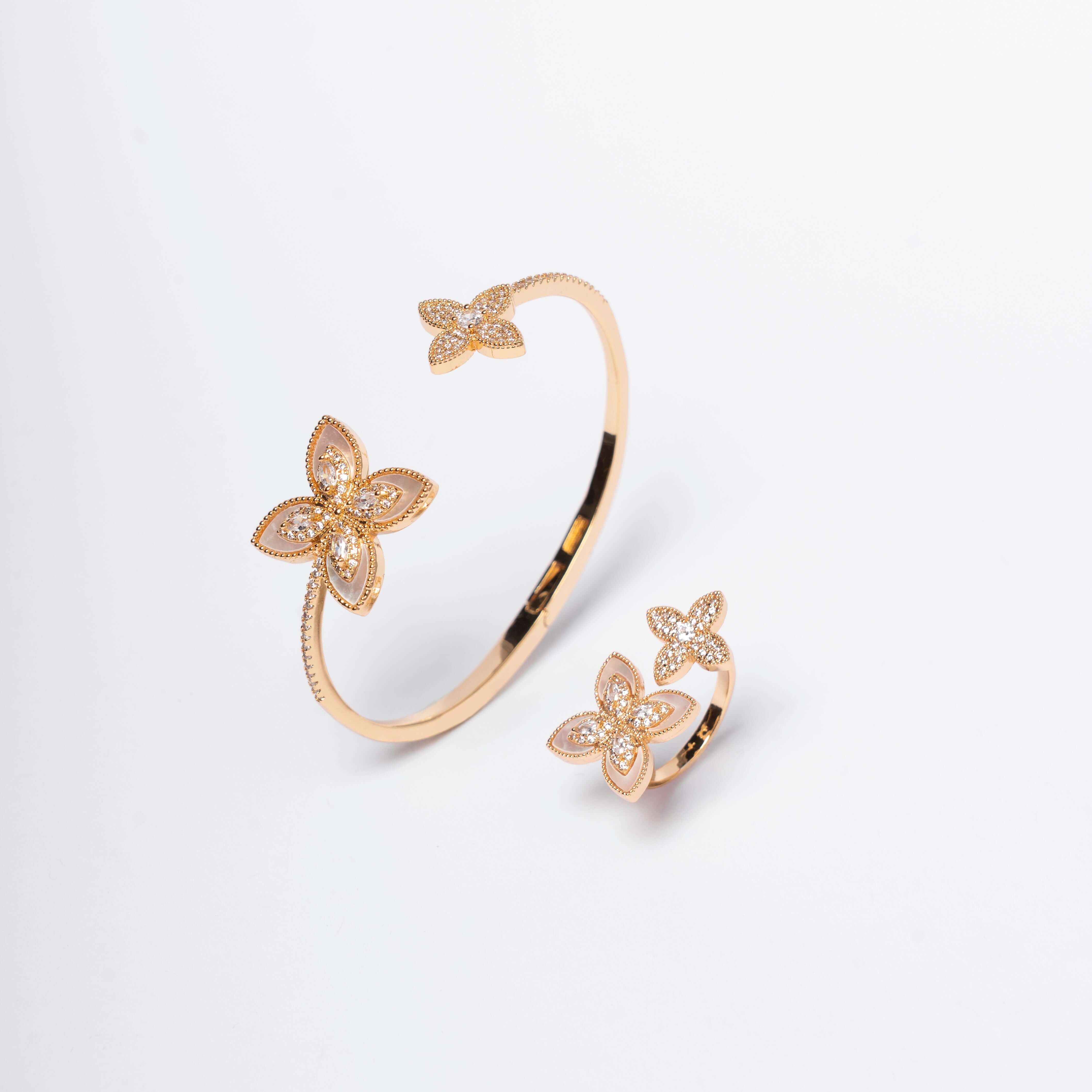 Embrace Floral Bracelet + Ring Set