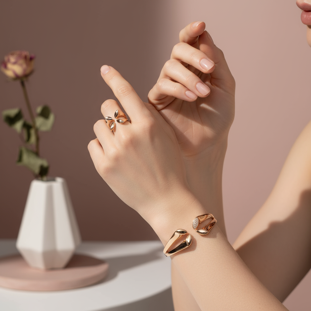 "Lily Grace" Jewelry Set – Bracelet &amp; Ring | Silver &amp; Gold