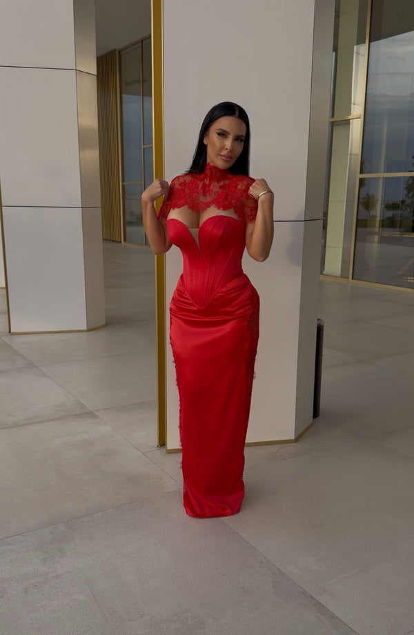 Rochie satin dantela si corset - MADAME