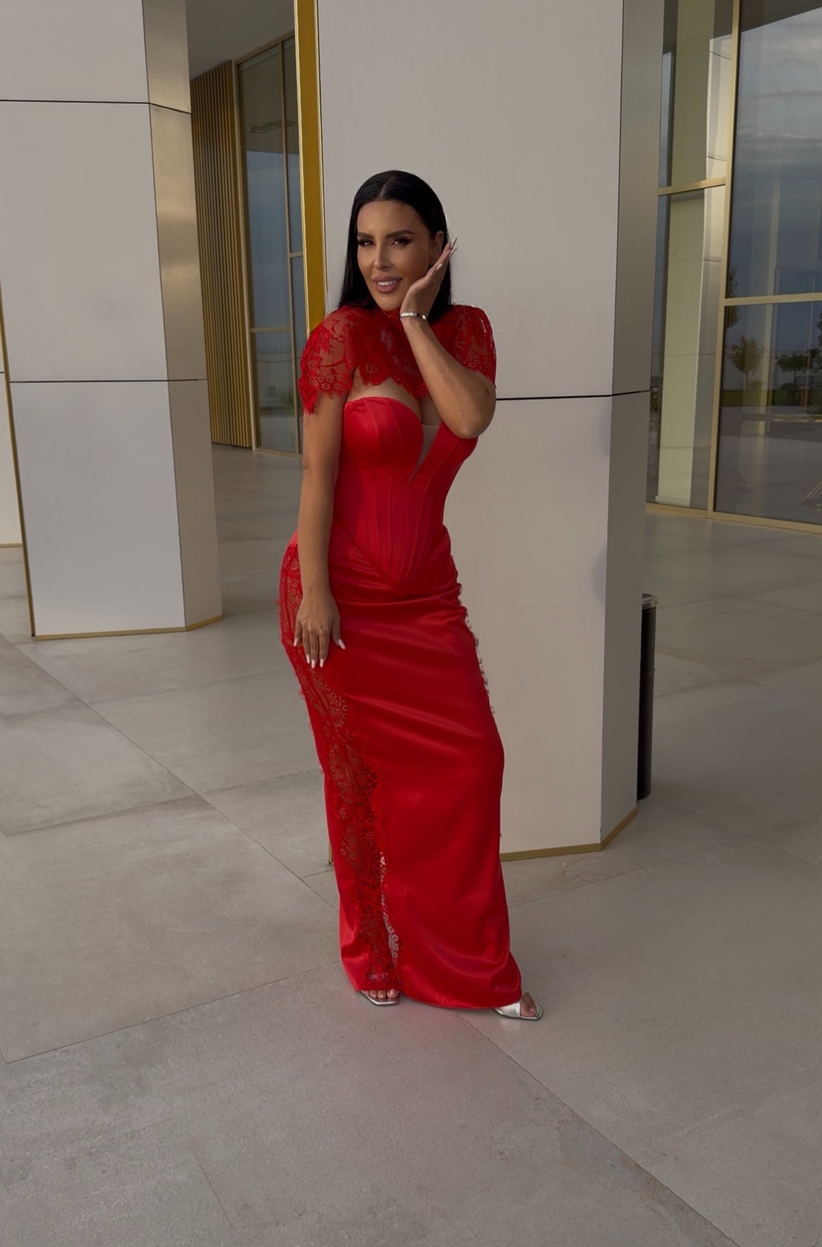 Rochie satin dantela si corset - MADAME
