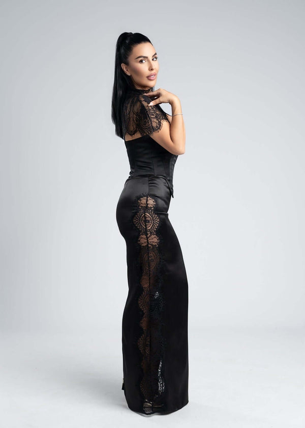 Rochie satin dantela si corset - MADAME