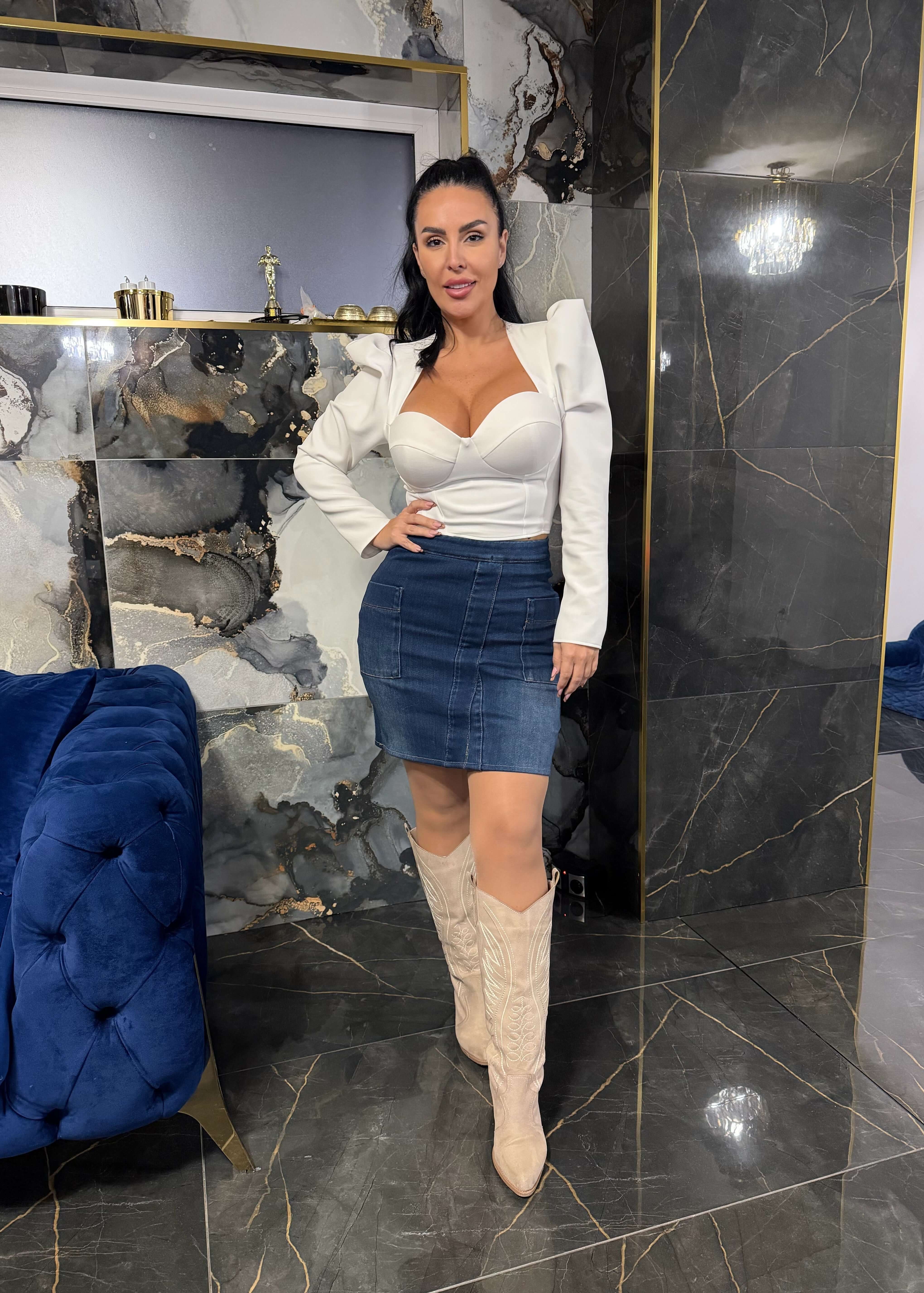 Top din stofă elastică, croială tip corset cu push-up natural - "AURA" Secondary image