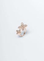 Set SIA Floral Embrace inel reglabil aur roz cu design floral și cristale strălucitoare