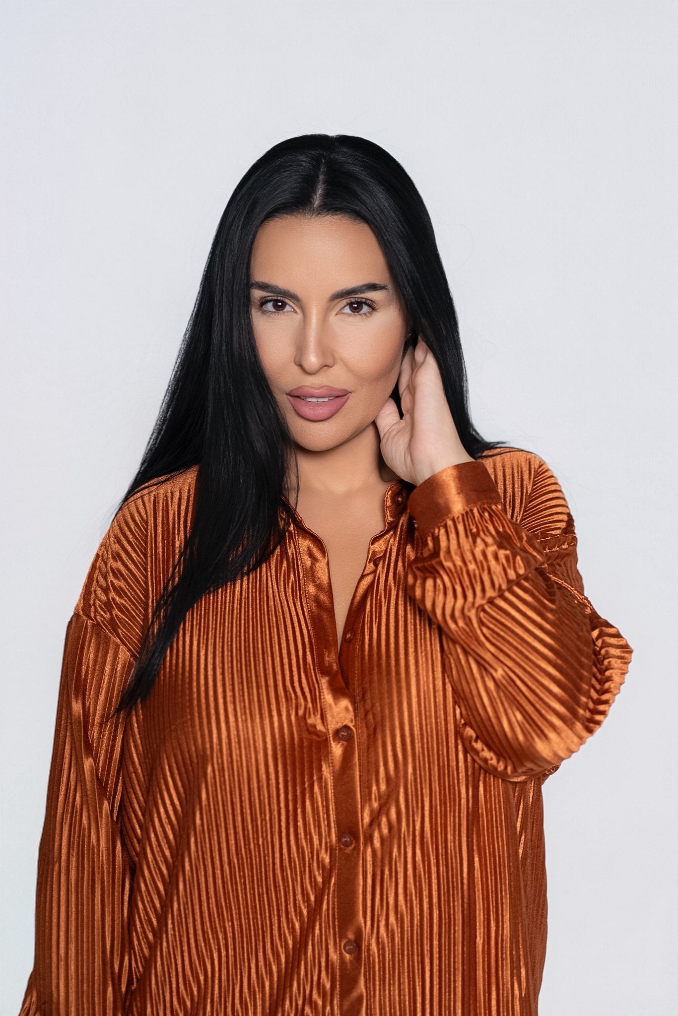 Compleu Allure satinat plisat 2 piese – Sia House
