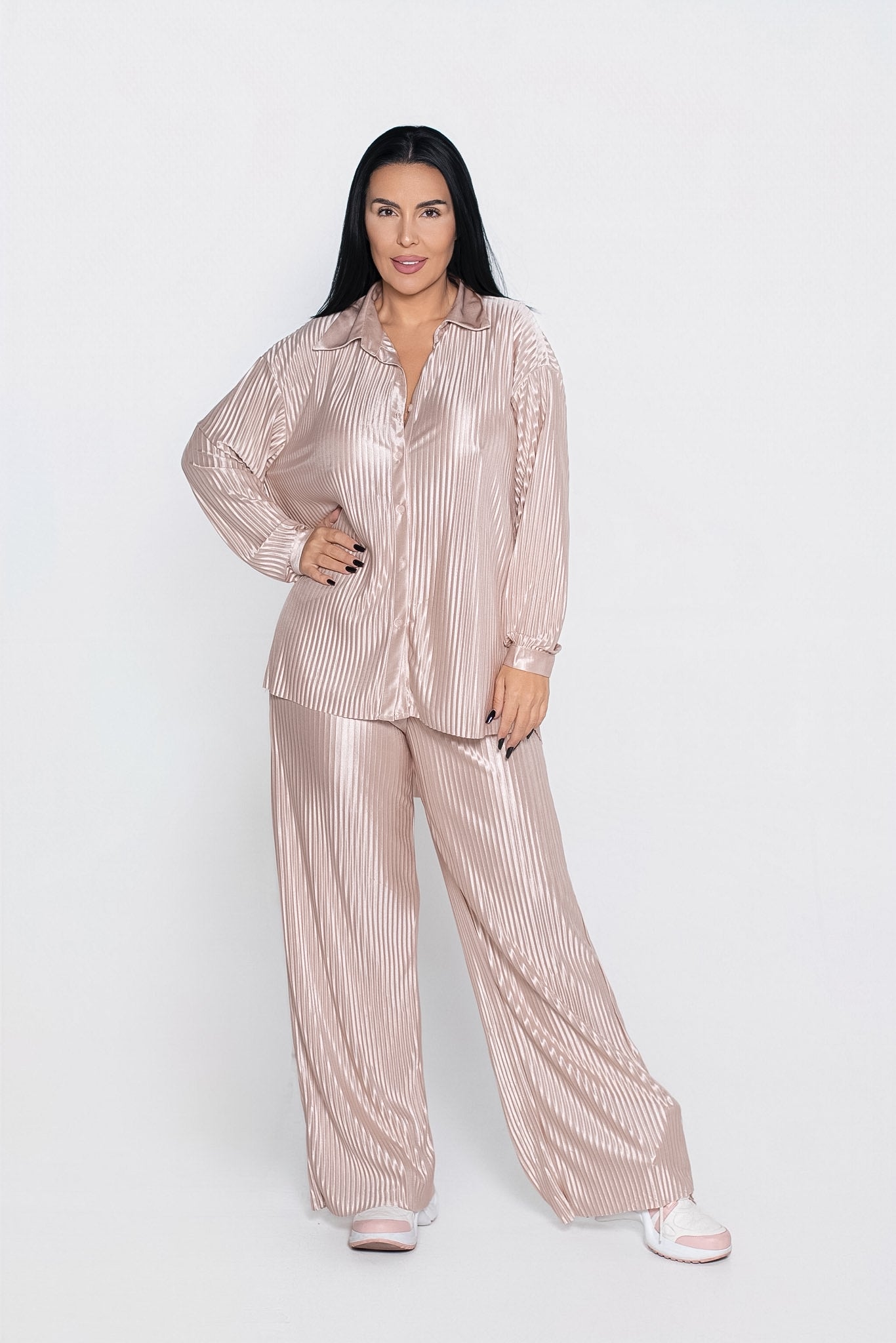 Compleu Allure satinat plisat 2 piese – Sia House