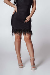 Bling Charm short dress with crystals and feathers