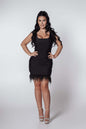Bling Charm short dress with crystals and feathers