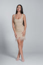Bling Charm short dress with crystals and feathers