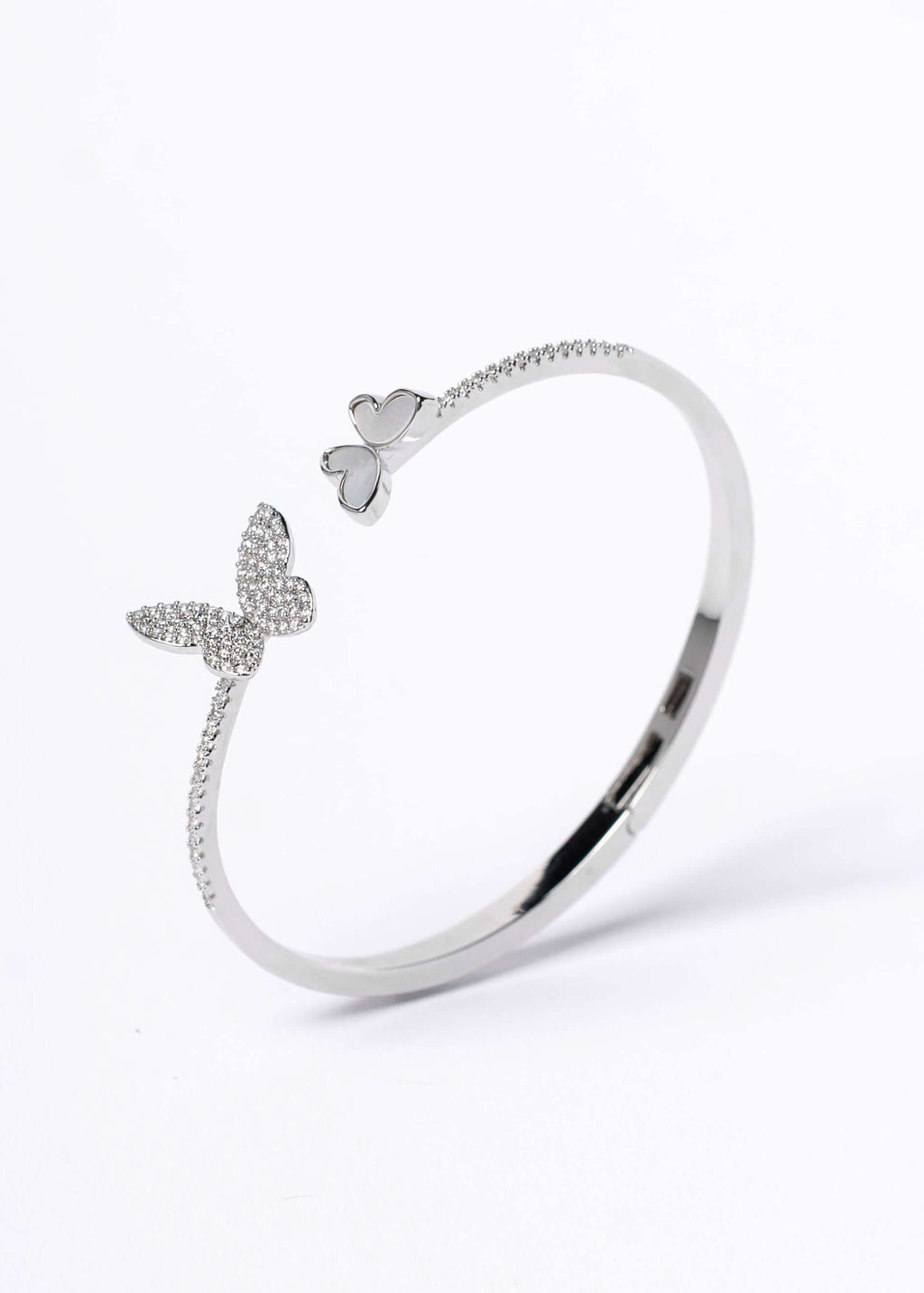 Set bratara SIA Butterfly Dream, bratara argintie rigida cu design fluture si cristale stralucitoare pentru tinute feminine