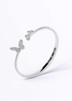 Set bratara SIA Butterfly Dream, bratara argintie rigida cu design fluture si cristale stralucitoare pentru tinute feminine