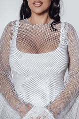 Rochie Bling Diva din lycra cu plasă cristale și pene, design scurt și elegant, pentru un efect wow și confort. Potrivit pentru evenimente.