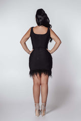 Bling Charm short dress with crystals and feathers
