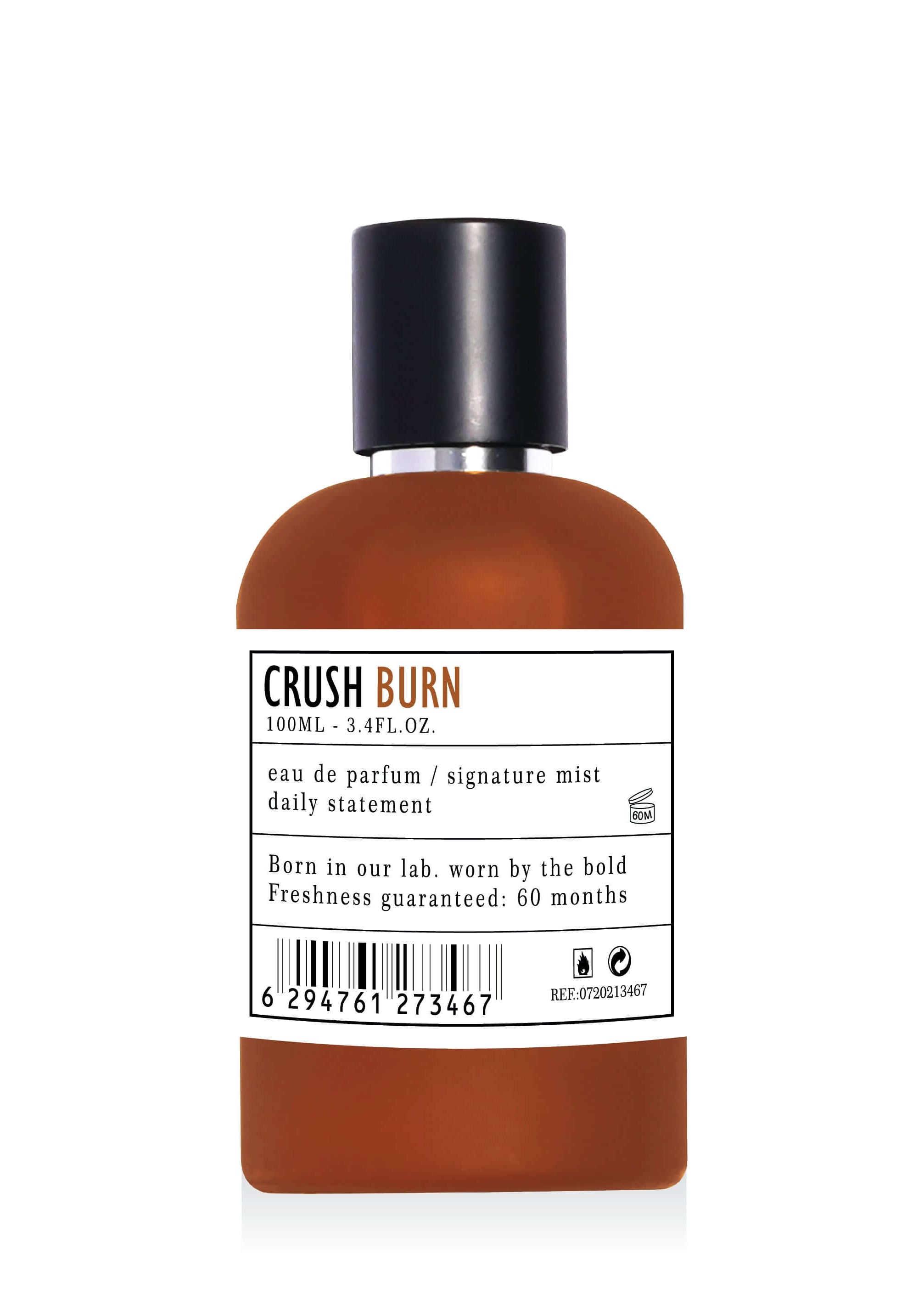 Apa de Parfum CRUSH BURN oriental fructat 100ml, parfum intens și senzual pentru bărbați și femei, sticlă maro elegantă