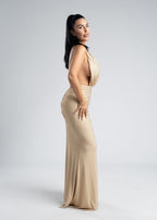 Rochie lycra cristale derapaj și decolteu V - SERENNE