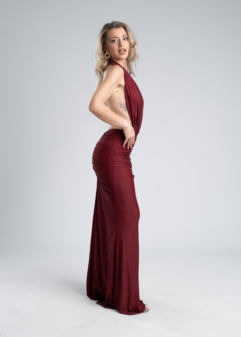 Rochie lycra cristale derapaj și decolteu V - SERENNE