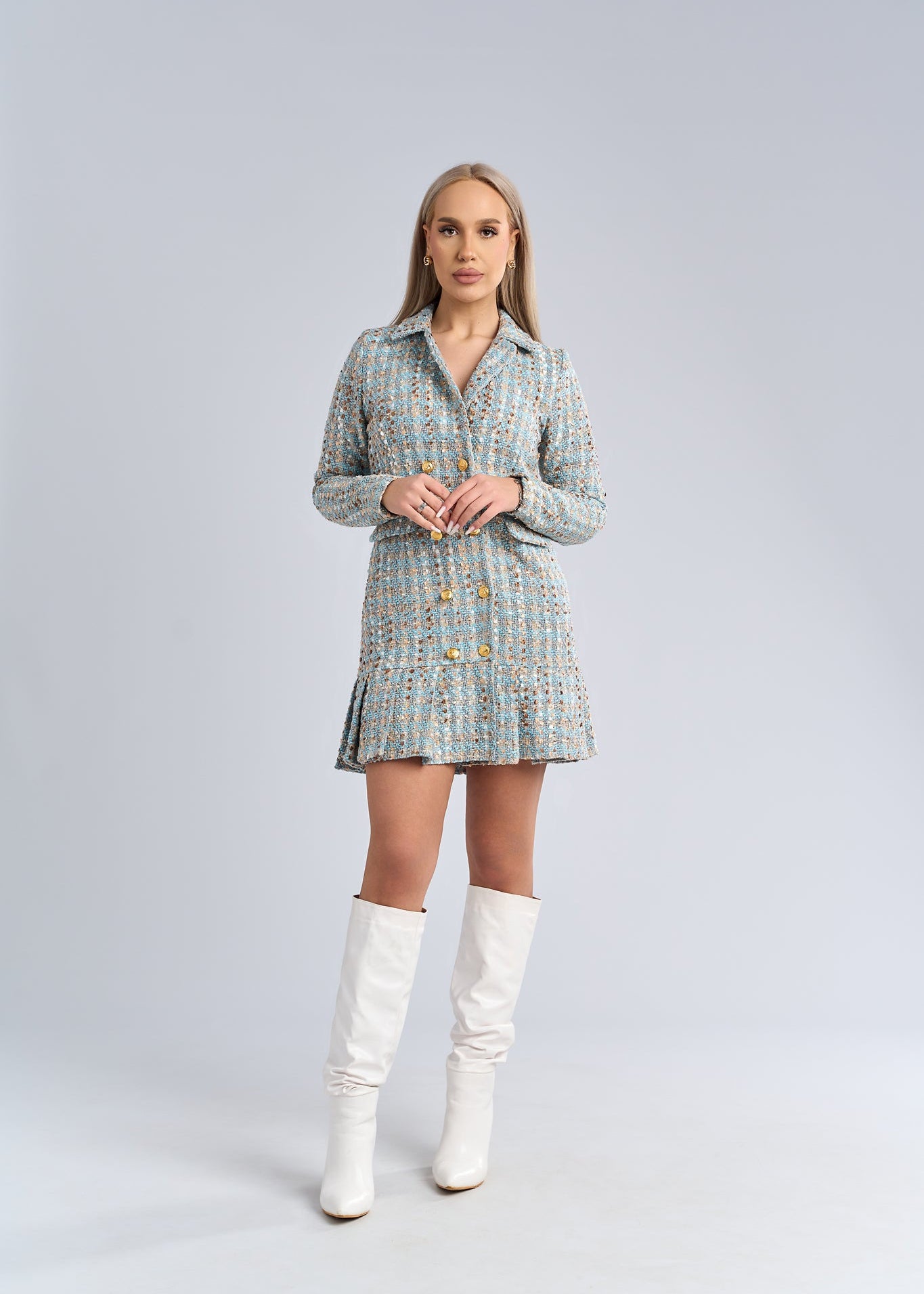 Sarafan luxury din țesătură tip Chanel cu nasturi aurii - "MONARQUE" Main image