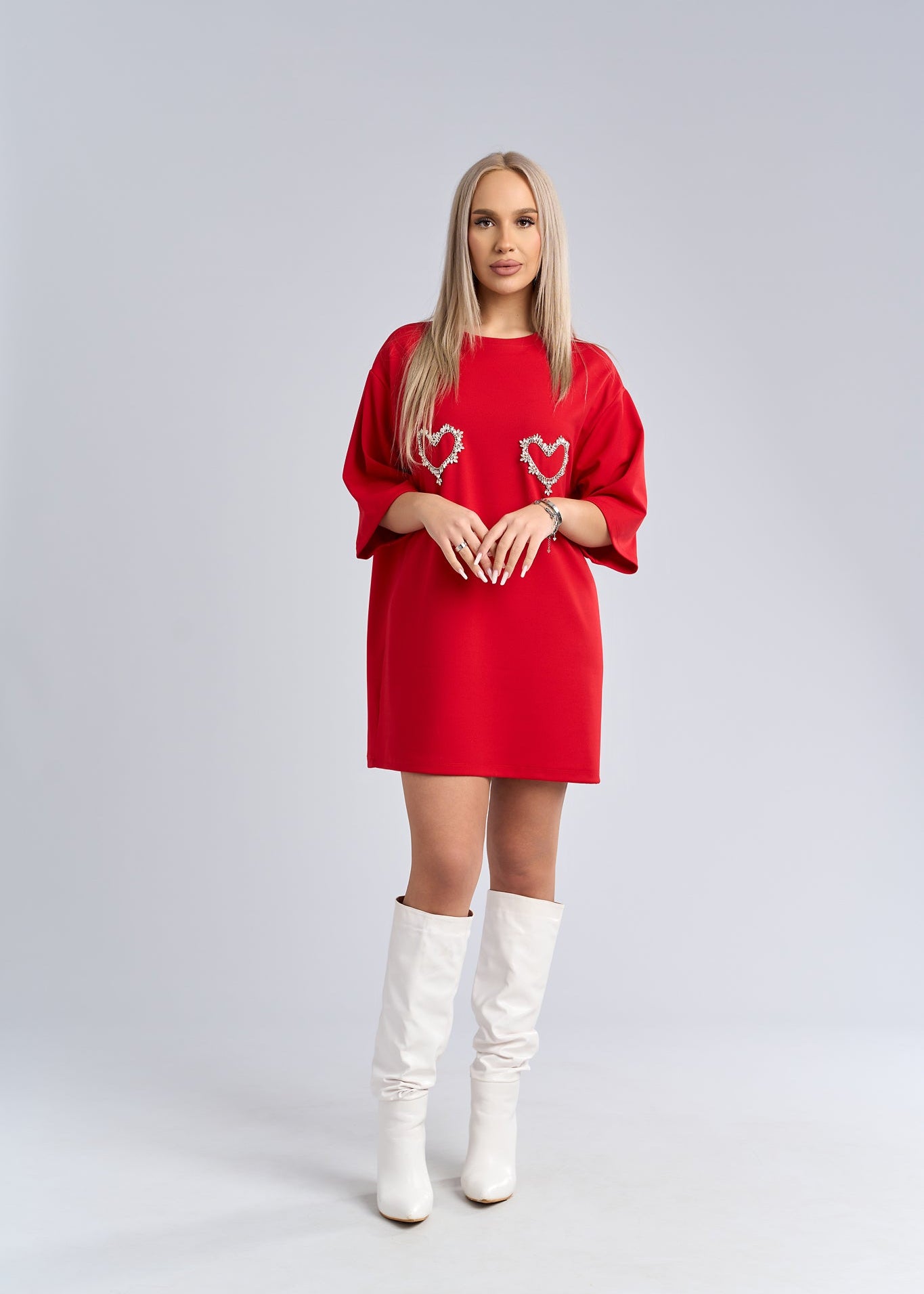 Rochie tip tricou cu inimioare din cristale - "LOVE SIA" Main image