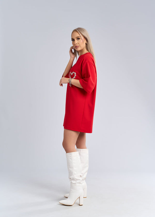 Rochie tip tricou cu inimioare din cristale - "LOVE SIA"