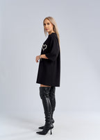 Rochie tip tricou cu inimioare din cristale - "LOVE SIA"