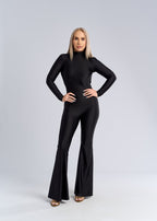 Salopetă neagră din lycra cu spate gol seducător - "SINFUL BACK"