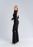 Salopetă neagră din lycra cu spate gol seducător - "SINFUL BACK"