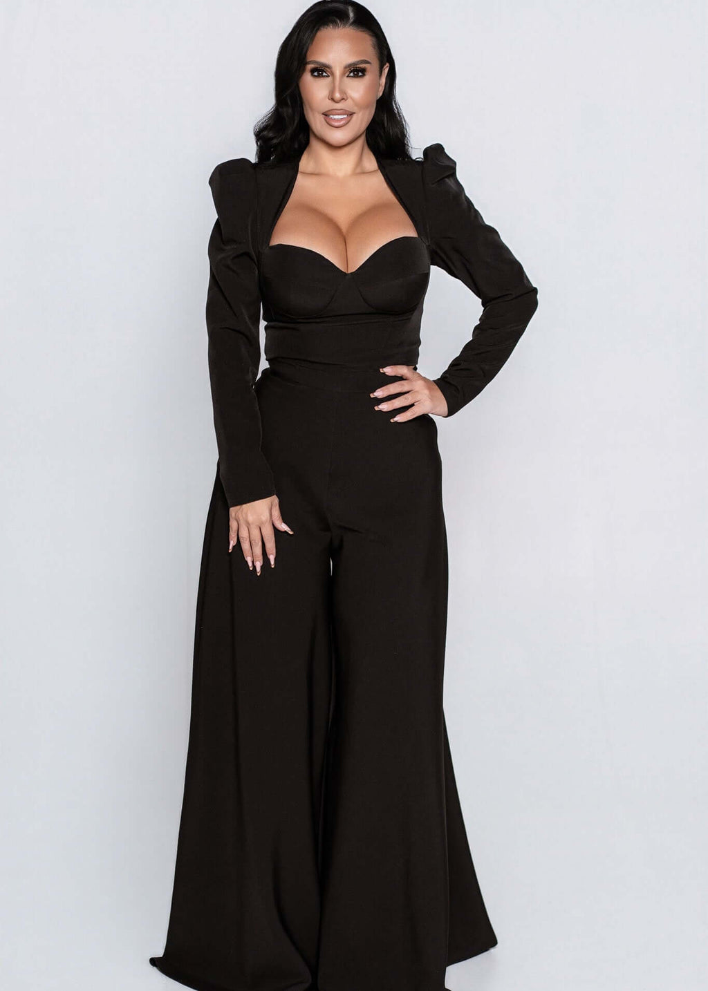 Top din stofă elastică AURA, croială tip corset cu push-up natural, negru, stil elegant pentru ținute de seară